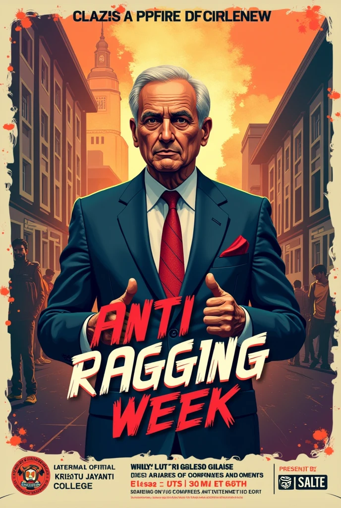 Generate a A3 size poster for anti ragging week presentd by kristu jayanti college and department of commerce UG
