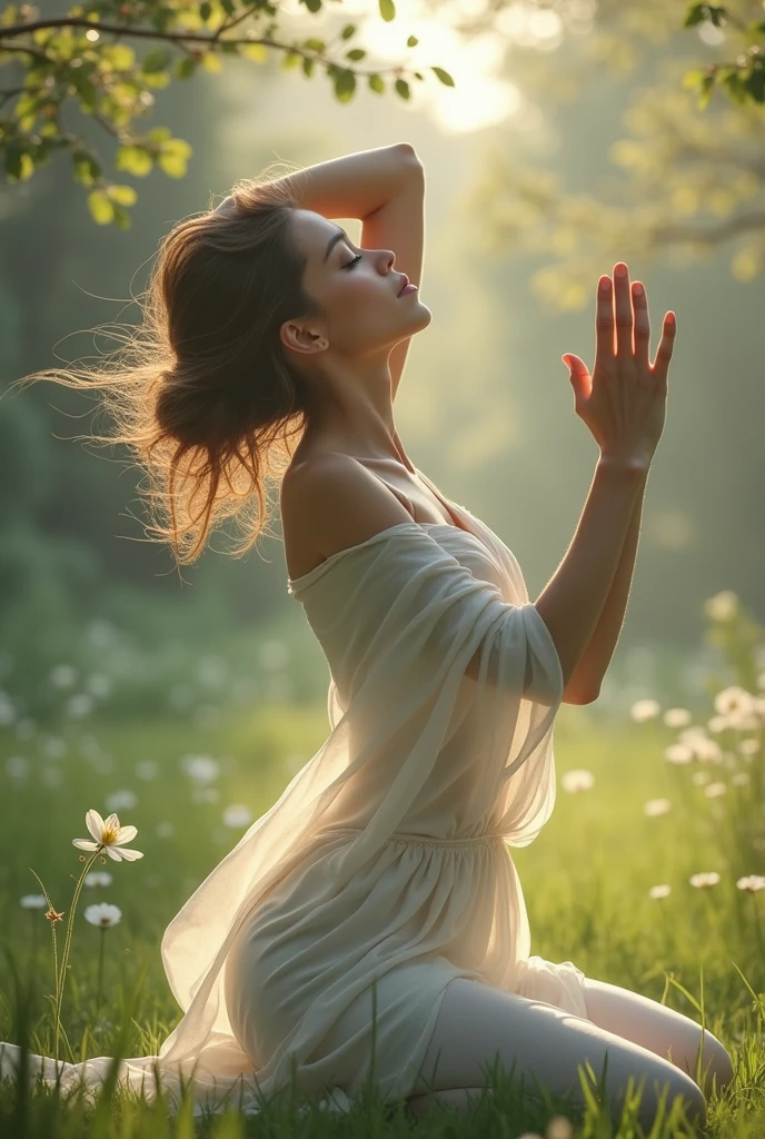 A girl doing artistic yoga