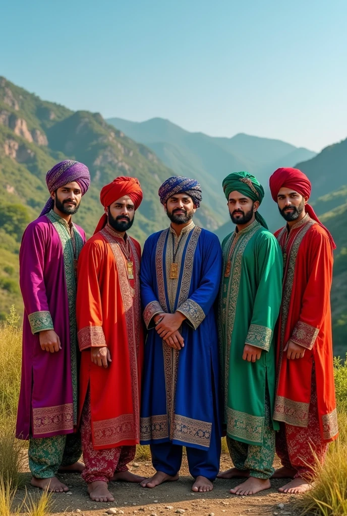 Pakistani men in beautiful traditional clothes