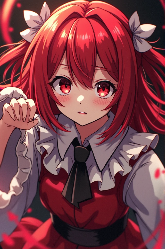 (anime style) Red Hair, Young girl, Kimetsu No Yaiba, Nezuko, battle pose, demon slader, anime Kimetsu no Yaiba style animation