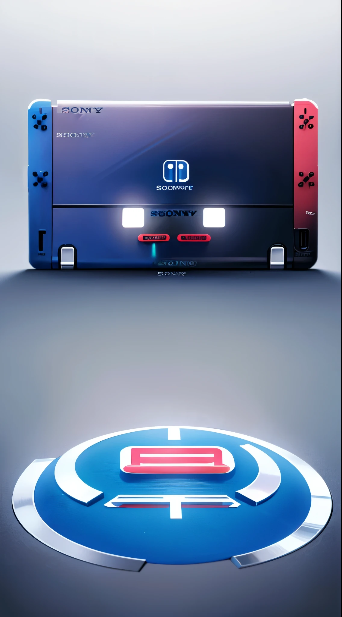 Game logo, futuristic design, simple background, ((SONY and Nintendo settled))((SONY and Nintendo collaborated))