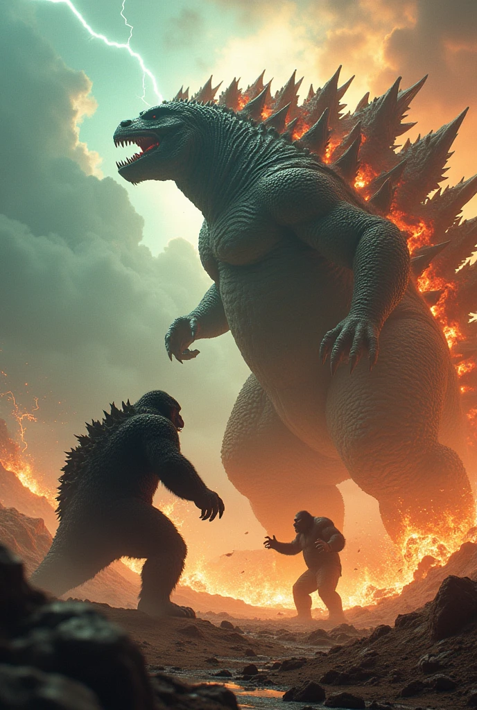 Godzilla uses domain expansion to fight Kong but Kong summons Gidorha