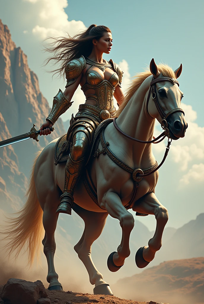 ultimate weapon form,arafed woman riding a horse with a sword in her hand, muscular warrior women, muscular ultraviolent woman, muscular girl, muscular! fantasy, muscled, feminine and muscular, muscular!! sci-fi, muscle, muscular!!, massive muscles, muscular!, bursting with muscles, muscular!!!, big muscles, extreme muscles, muscular, large muscles, muscles