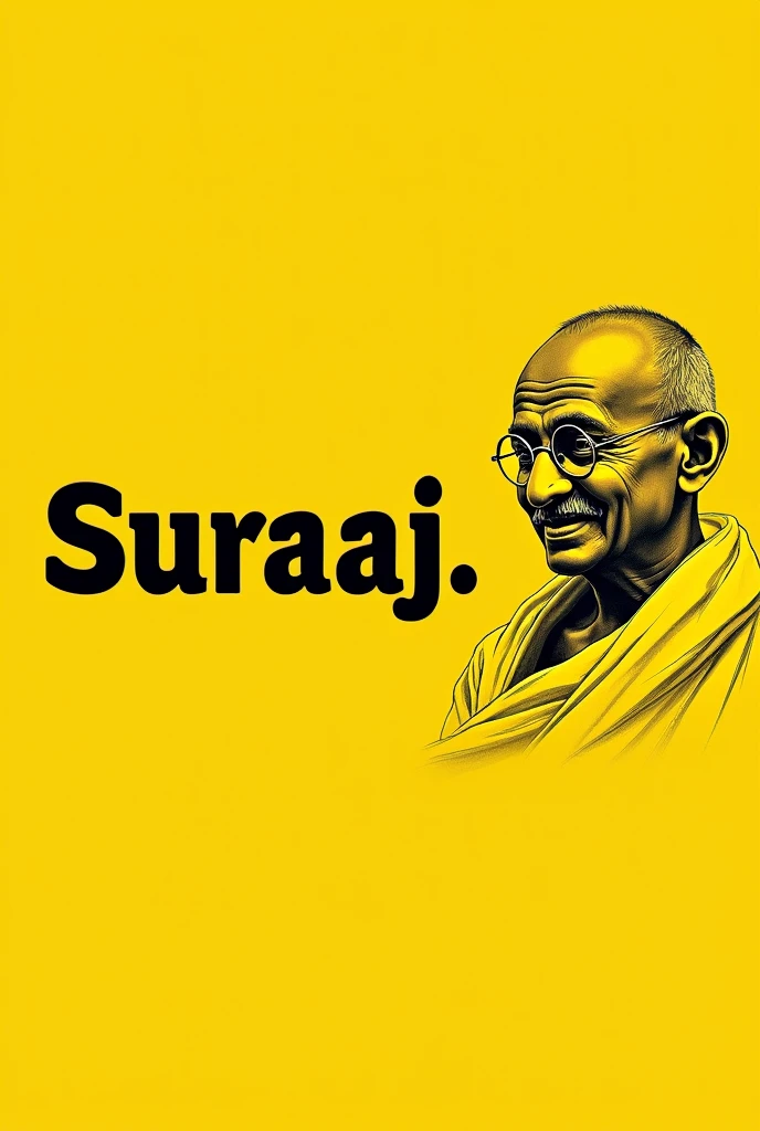 'Suraaaj' name in black bold letter with yellow background youtube cover photo ,right side mahatma gandhi scatch, border line.