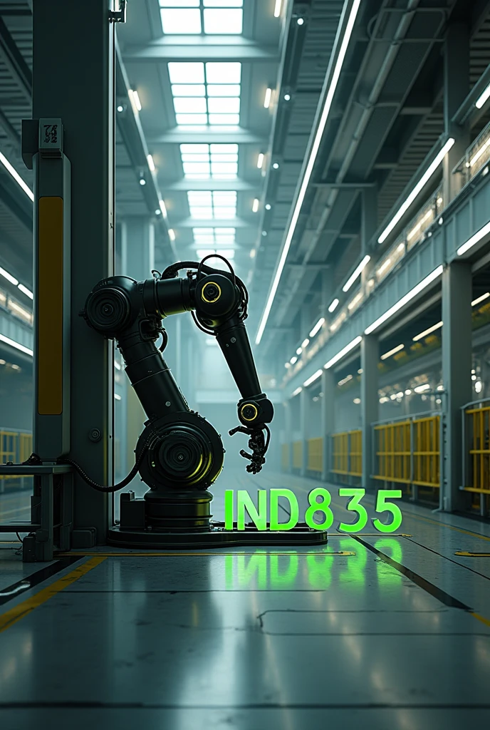 I want an image related to INDUSTRIAL AUTOMATION that highlights the green color, black and white and say "IND835"