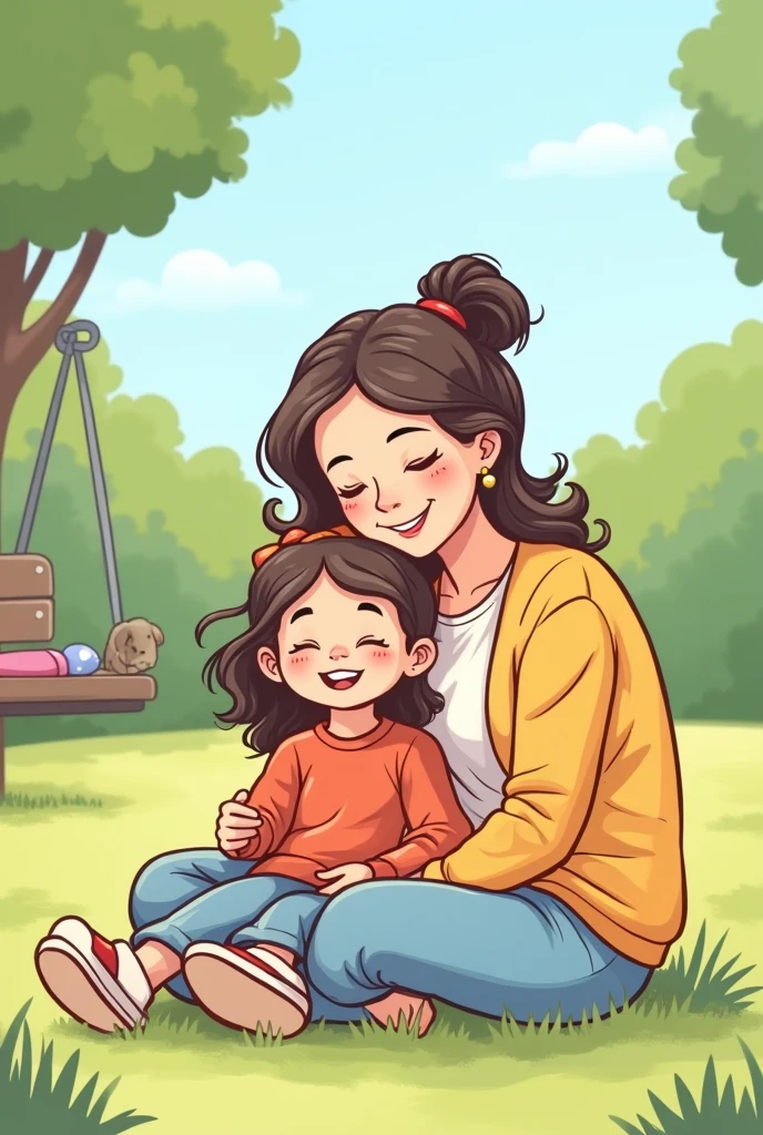 My aunt and I went to the park and had a great time together in easy drawing