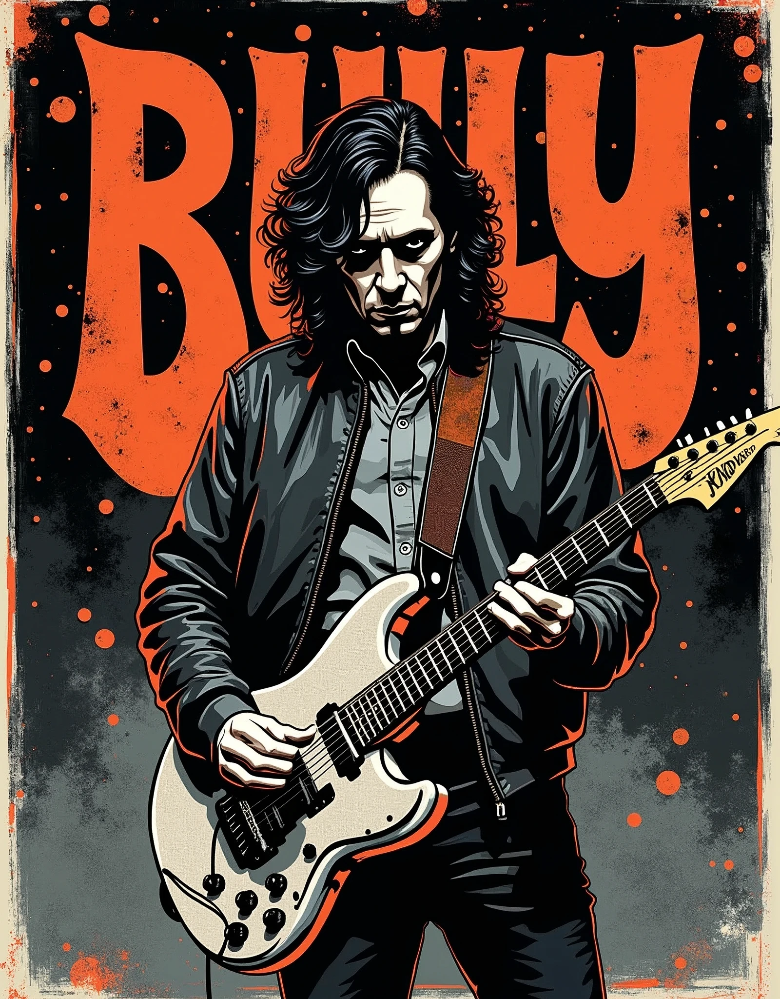 (masterpiece:1.2),(Highest quality),(Very detailed),(Ultra-high resolution),(Best illustrations),8k,wallpaper,Music record jacket design,Acid Jazz,Vector art,Flat Design,Band name"BULY"Display as text,(The overall design is monochrome with pop colors for the text.:2.0)