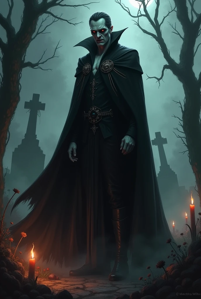 Vampire and text "Halloween day"