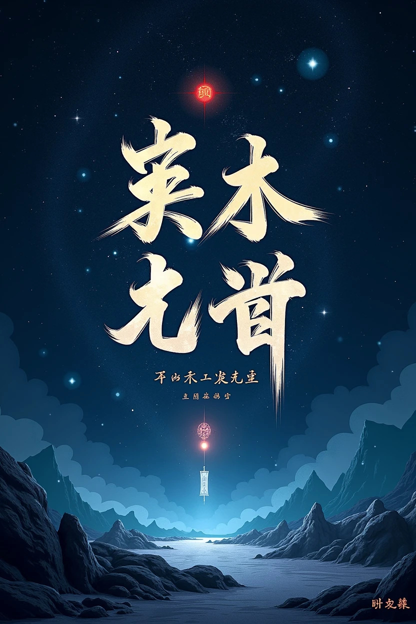 Deep starry sky,Dark blue or black,Bright details,The text is "Xiao Yu left a mark",You can add footprints,Ancient symbols or tree ring patterns。 Generate a self-media avatar。 The 4 characters of Xiaoyu's "Leave a trace" are bigger,Occupy the main body,Text should be deformed to be artistic。