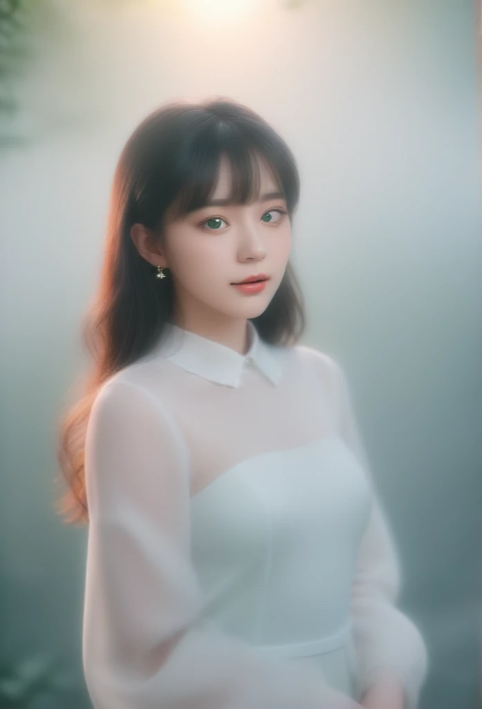 (Fluorescent Color:1.4),(translucent:1.4),(Retro filter:1.4), (fantasy:1.4), Candy World、Disneyland、Invalid like、Soft、Fluffy、Soft scenery、forest、Snowman Avatar、Light pink、Invalid、green、green、shine、Ethereal Light、Pastel、Capricious Light、rainbow、Star、diamond、shine、Jewelry Background、Ultra-realistic、Ultra-high quality movie lighting、Highly detailed Full HD、bright,side fringe,, Collared dress,~ side, masterpiece, best quality,Genuine Leather,(image:1.5), A girl, Bangs, Long hair, Huge bouncing