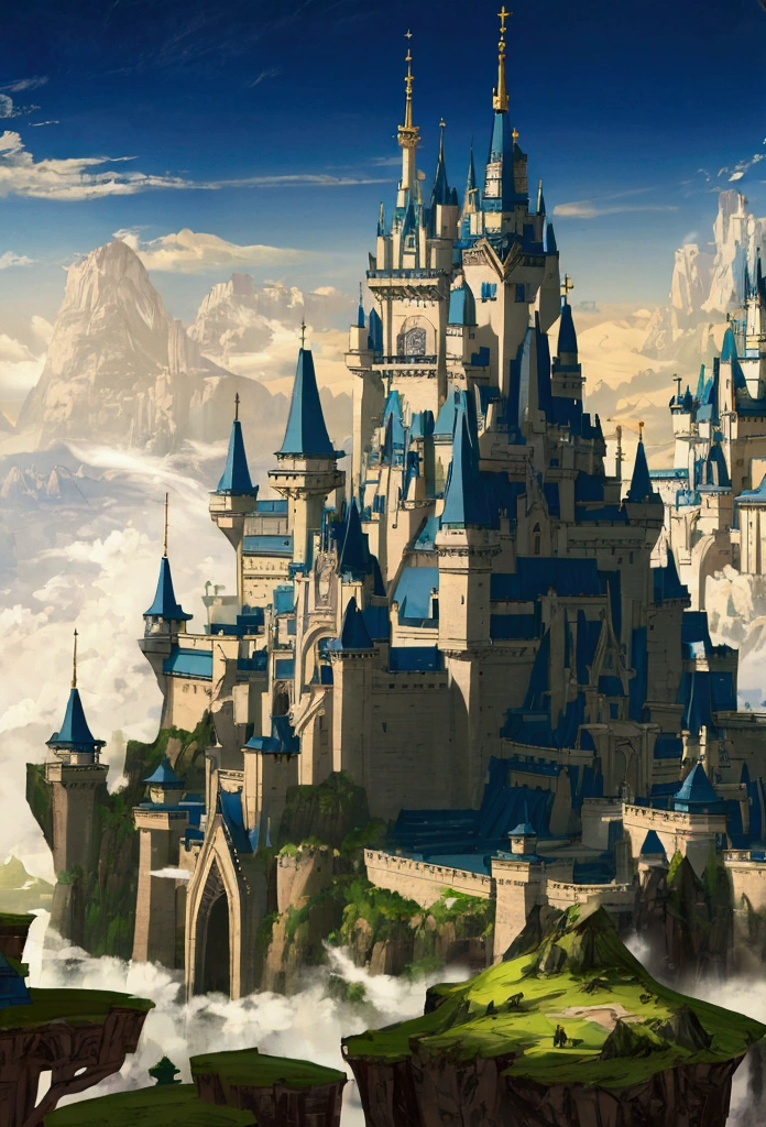 Fantasy world with castle and natural landscape