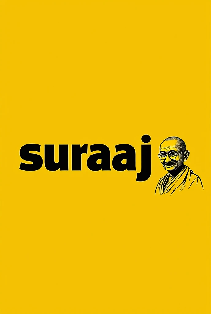 'Suraaaj' name in black bold letter with yellow background youtube cover photo ,right side mahatma gandhi scatch, border line.