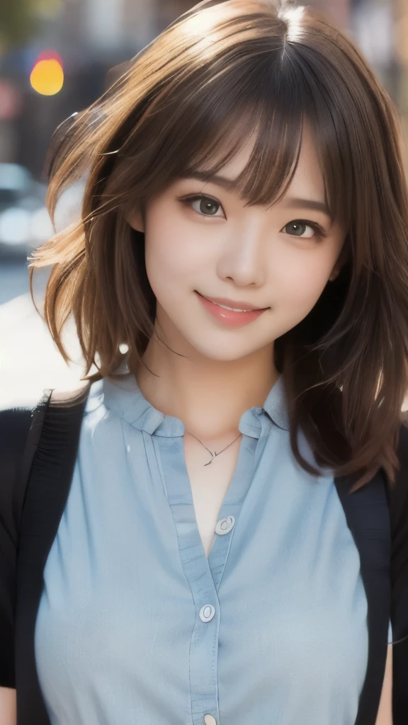 8k,Highest quality,(masterpiece:1.2),(Realistic),(Realistic:1.37),Ultra-high resolution,One College Girl,In town,smile,Beautiful Eyes,(((Cute casual clothes))),Perfect body,Perfect Fingers,Professional Lighting,gravure,Detailed face and skin texture,fine grain,RAW Photos
