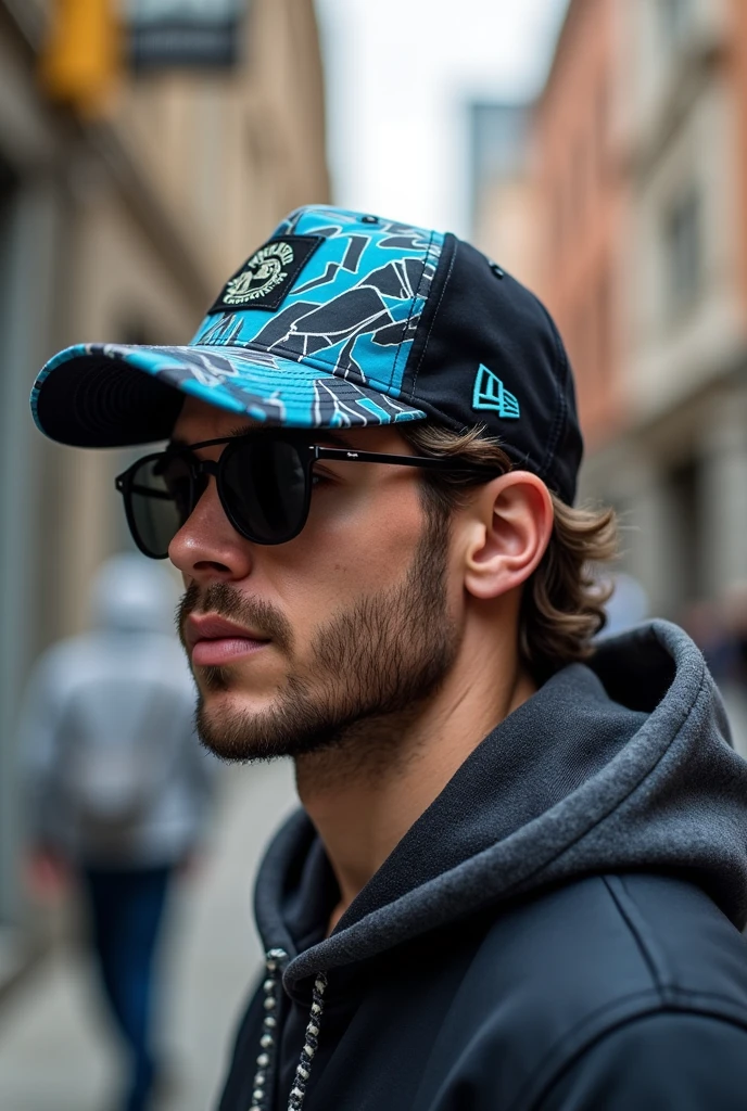 make a baseball hat
 with a pattern
   with a complementary color
 streetwear

