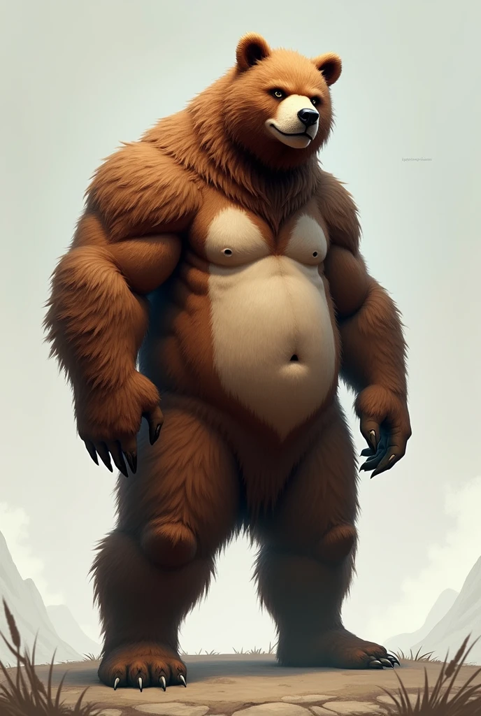 2 meter 35 Viking with long hair tied up, in a bear suit and bear head hat, muscular but thin.