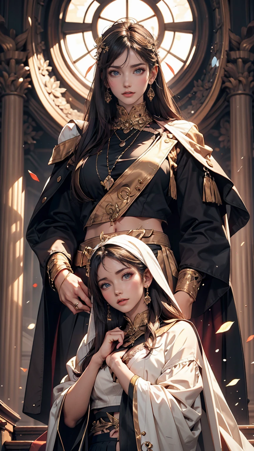 (巨作, Best quality, Realistic),
2girls,duo,(on the St. Peter's Square of Vatican,crowd of), sankta. Peter's Square of Vatican background,gypsy dress,(Princess Eyes,shiny pupils),Dancing,  Gold, banquet, crowd of, picking up skirt,
[Slight smile],
