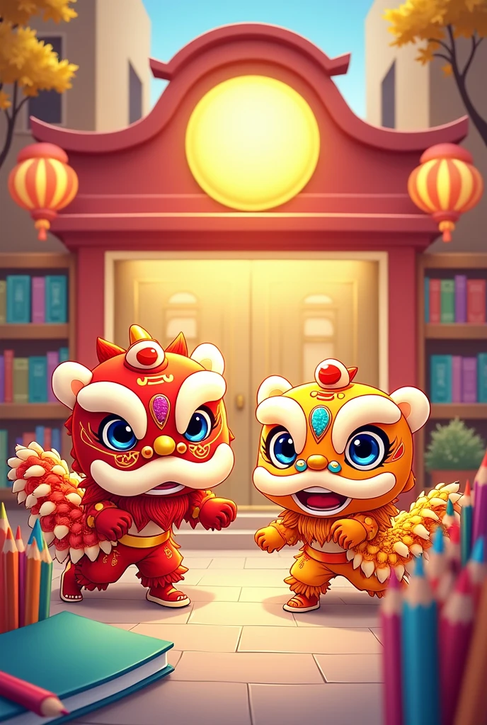 happy mid-autumn festival, facebook cover photo, NHÀ SÁCH VẠN TRÍ, chibi photos, lion dance, school supplies