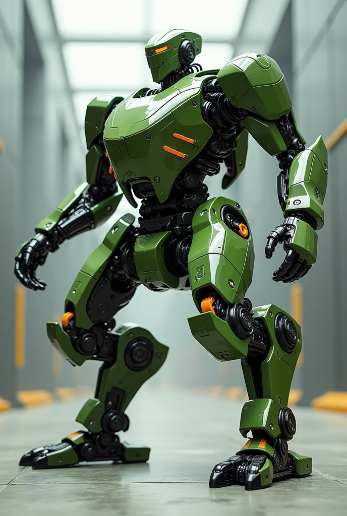 Generates a robot with legs that resemble those of an animal; green with orange color capable of transforming into an ERC-90 Sagaie