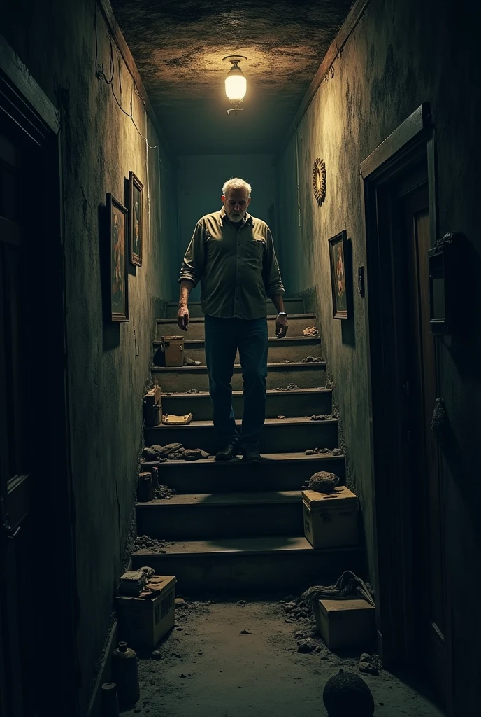man walking into his home basement