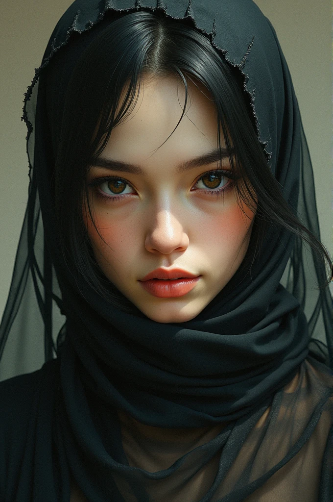 a gorgeous hijab girl in the dark scene, backlit hair, low key,  dimly lit, in the dark, deep shadow, cold light, back light lamp, best quality, detailed detail, masterpiece
