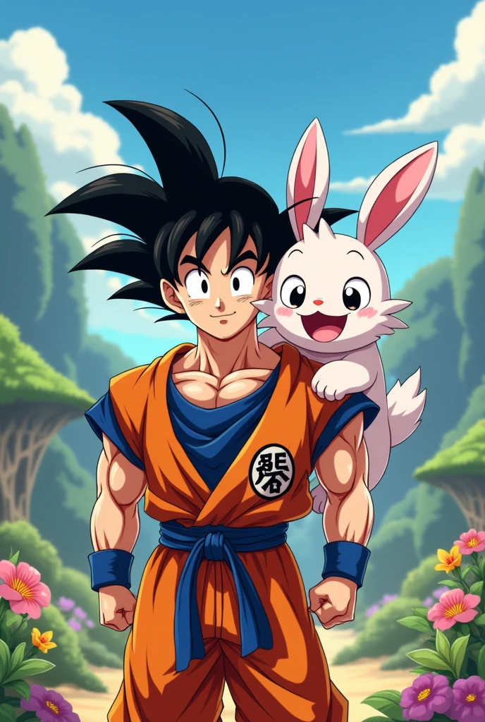Image of goku taking a photo with bunikula