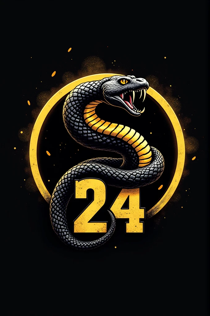make me a logo of kobe bryant that has a black mamba snake and his number which is 8 and 24 and enclosed it in a circle