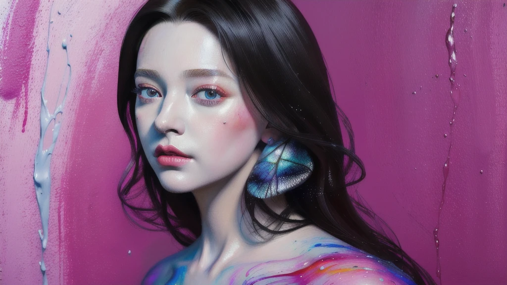 Android Beauty, Powerful paintings inspired by Francis Bacon, Ultra-realistic surrealism, Hyperrealism, fear, art, hyper real painting, Realistic illustration painting, カラフルなHyperrealism, Hyper-realistic digital art