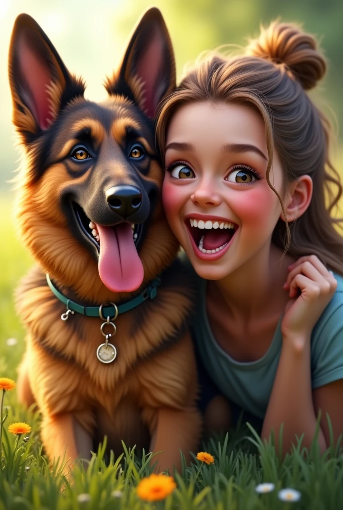 A very happy Belgian Shepherd dog and a very happy person