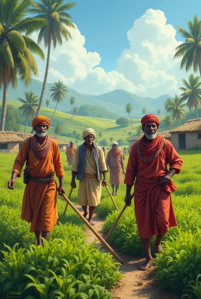 Indian farmers in working