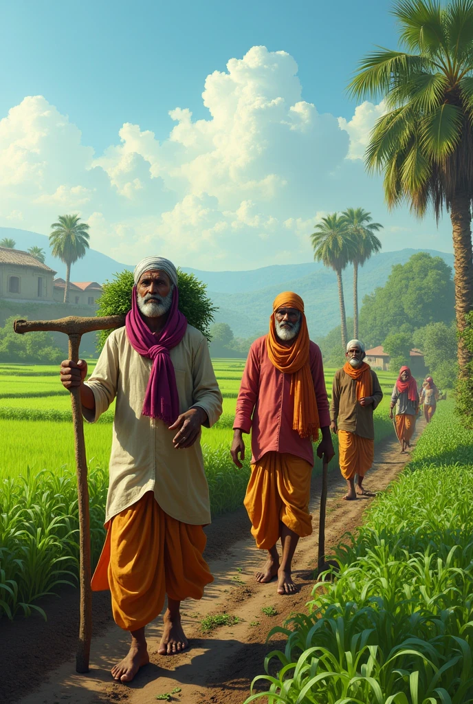 Indian farmers in working