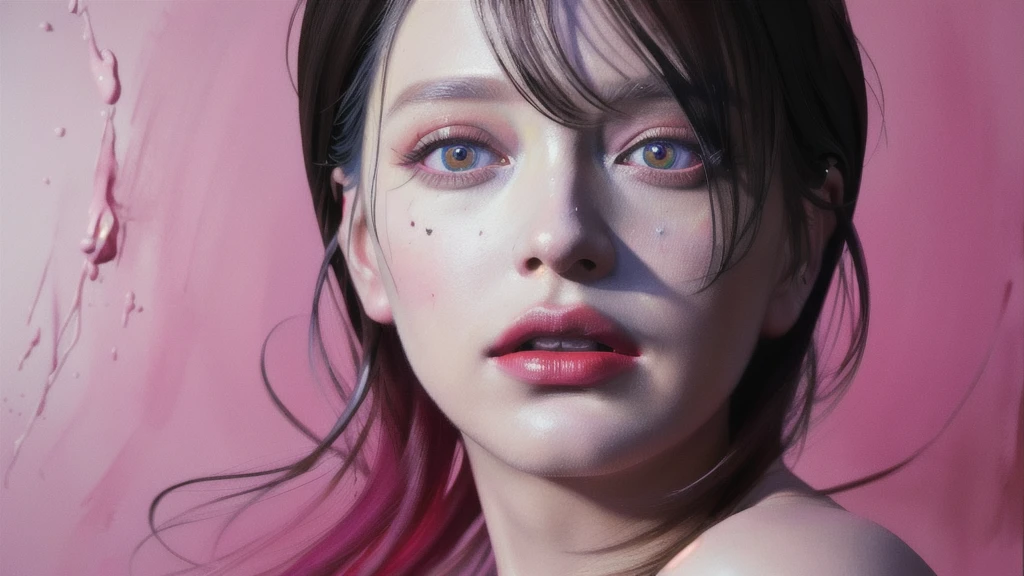 Android Beauty, Powerful paintings inspired by Francis Bacon, Ultra-realistic surrealism, Hyperrealism, fear, art, hyper real painting, Realistic illustration painting, カラフルなHyperrealism, Hyper-realistic digital art
