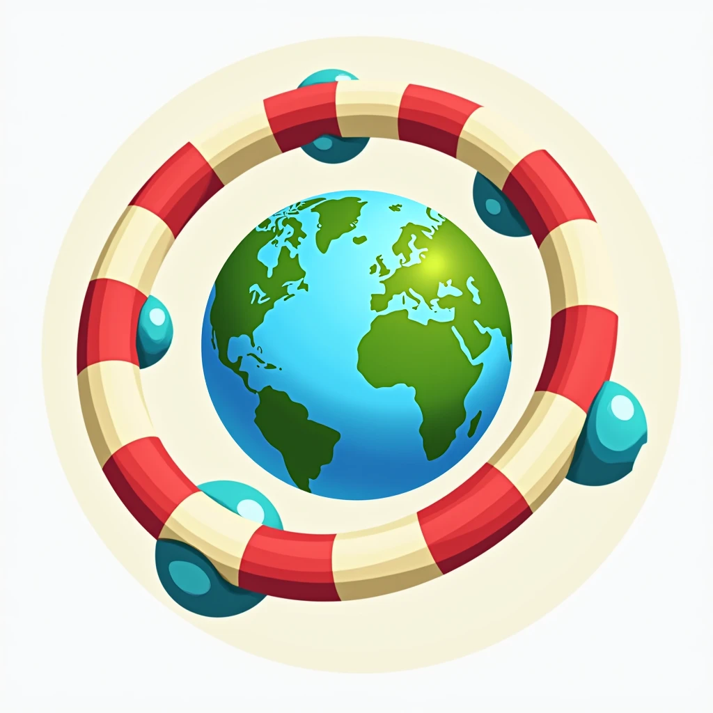 the earth surrounded by safty barriers, flat design, colourful