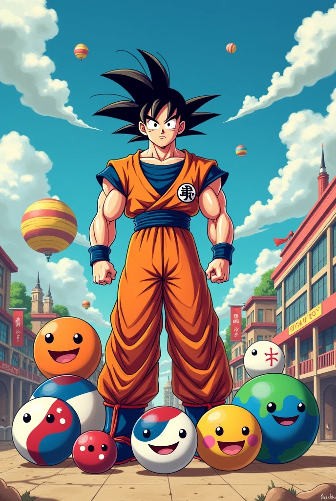 Imagen de goku con los Countryballs