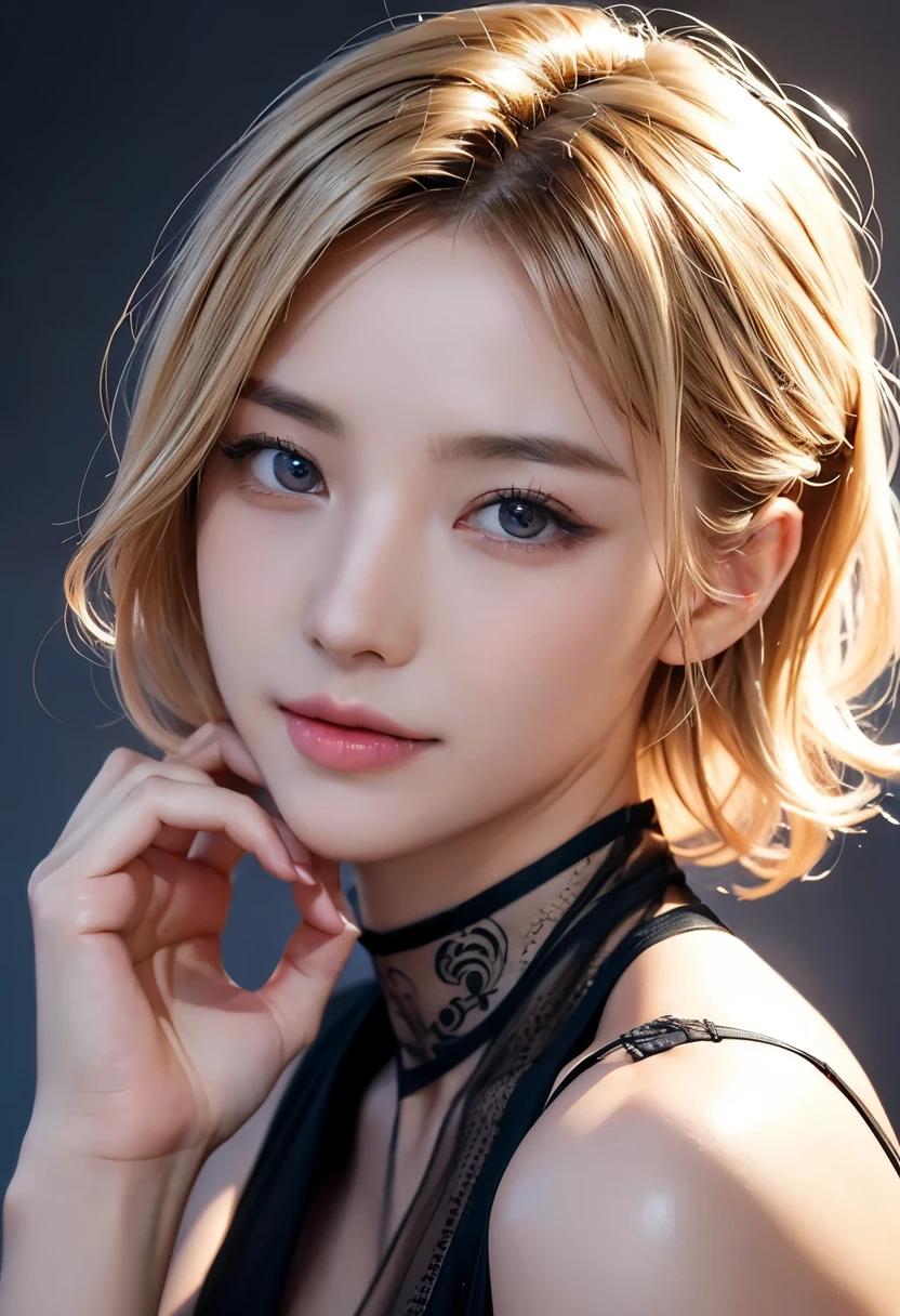Best Quality, 8k, Masterpiece, (Portrait: 1.3), (photo realistic:1.4), (hyper realistic:1.4), Sharp Focus, looking at viewer, (smoother lighting:1.1), (increase cinematic lighting quality:0.9), realistic lighting, backlighting, light on face, ray trace, (brightening light:1.2), (Increase quality:1.4), sharp detail, (best quality real texture skin:1.4), finely detailed eyes, black_eyes, finely detailed face, 25 year old Korean woman