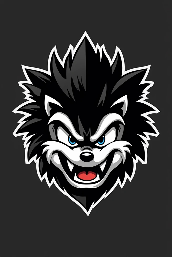 Angry hedgehog face, logo e-sport, black and white