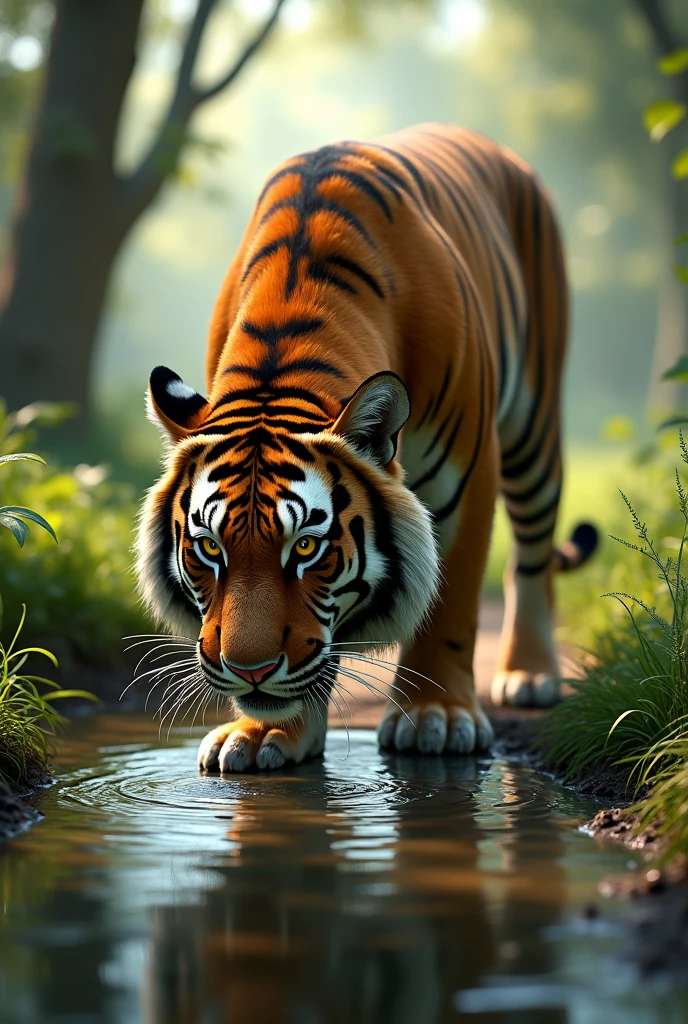 Tiger drinking water