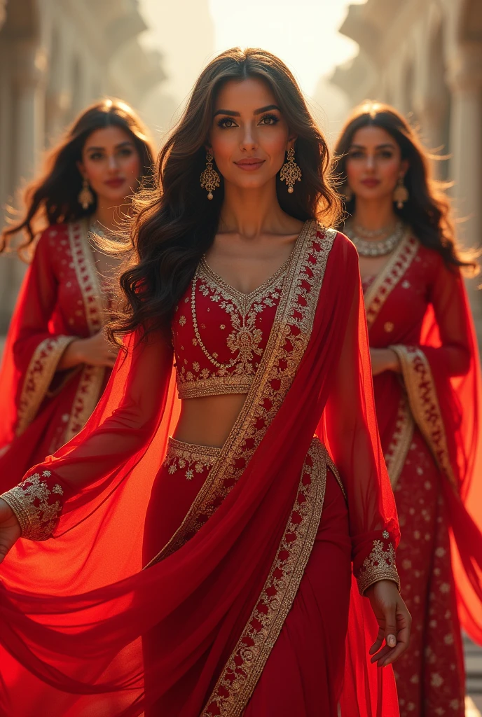 Pakistani women wearing red lehnga, with dopattas Pakistani women successful famous confident