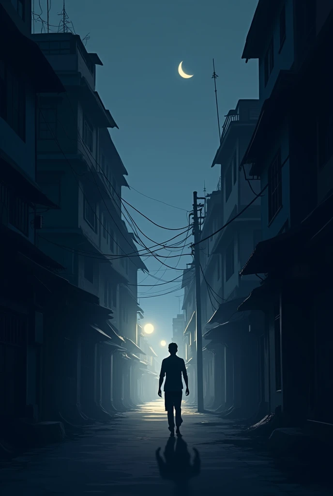 A peaceful city in bangaldesh at night seen in shadow simple