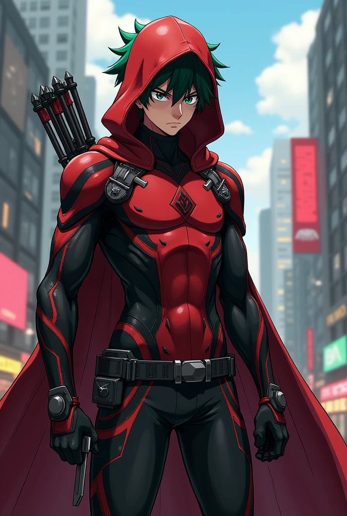 Izuku Midoriya dressed up in Archer Emiya's costume