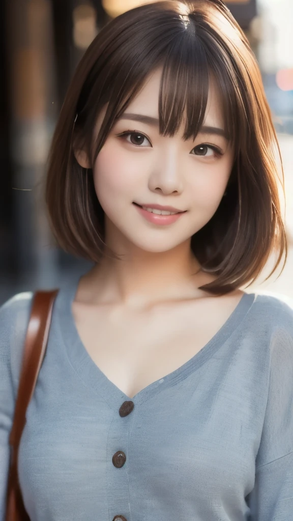 8k,Highest quality,(masterpiece:1.2),(Realistic),(Realistic:1.37),Ultra-high resolution,One College Girl,In town,smile,Beautiful Eyes,(((Cute casual clothes))),Perfect body,Perfect Fingers,Professional Lighting,gravure,Detailed face and skin texture,fine grain,RAW Photos