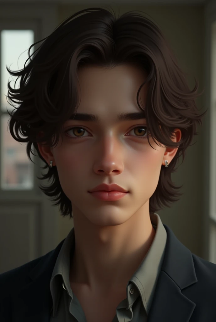 19 year old boy with long brown hair