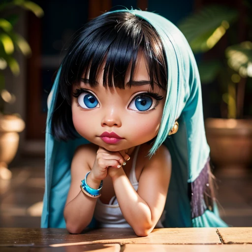 Chibi, chel, Cute girl blue eyes, 1.2