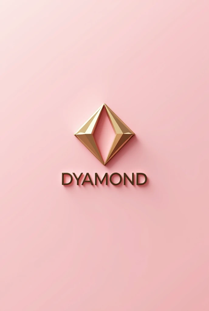 Minimalist 3D logo in pink and gold color palette with the D isotype, a diamond element and the letters dyamond glam