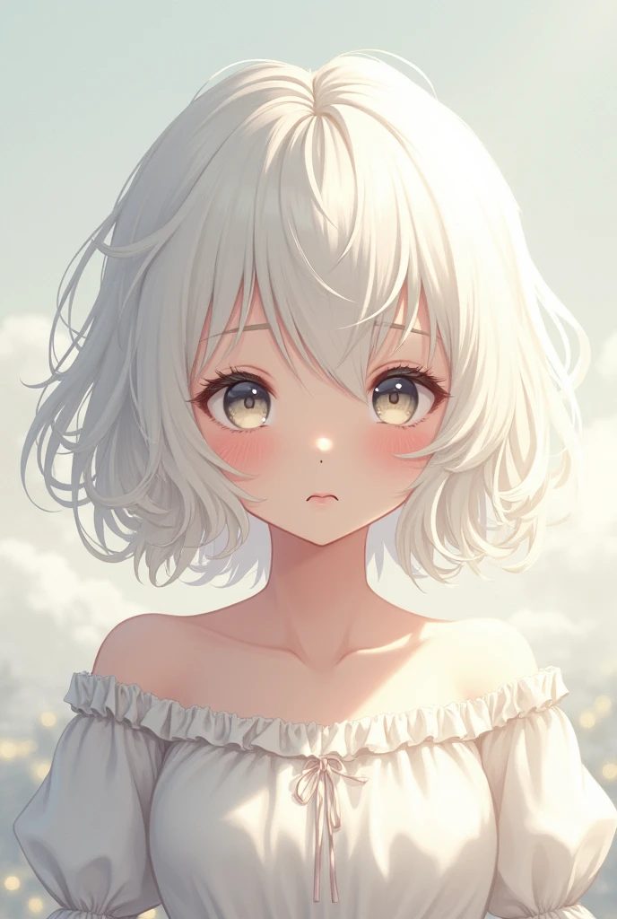Sayori from doki doki but with white hair