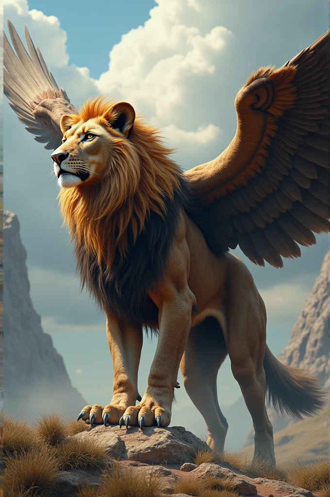 Lion,hyna and eagle combination