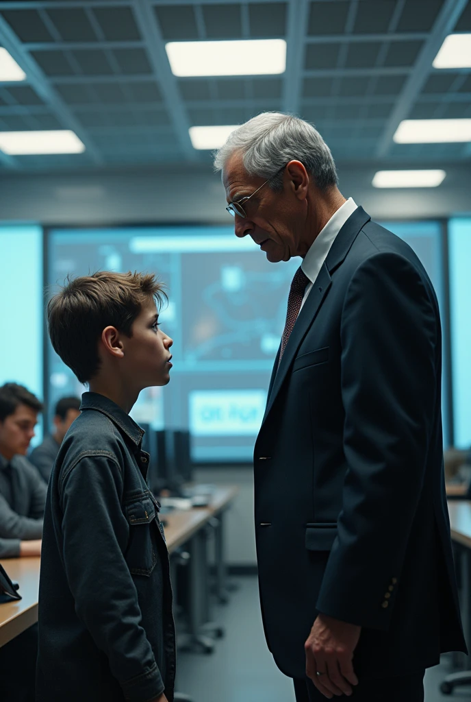 george confronting the boy in the advanced room
