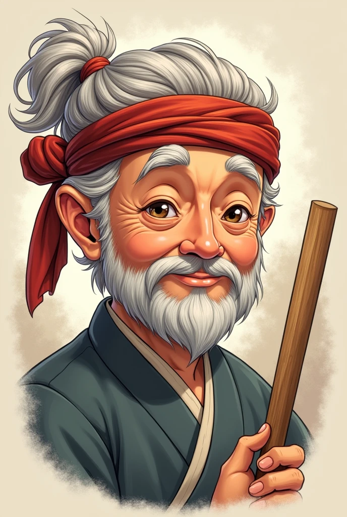 Twisted headband Japanese uncle carpenter master carpenter cute illustration