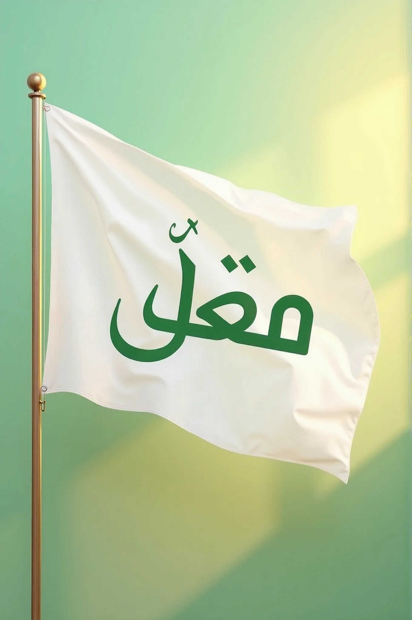 Make a white flag on which امن is written and its background colorized by a name مرعلی. Remove green color and clear the name امن at the middle of the flag