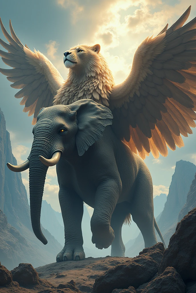Lion,elephant and eagle combination