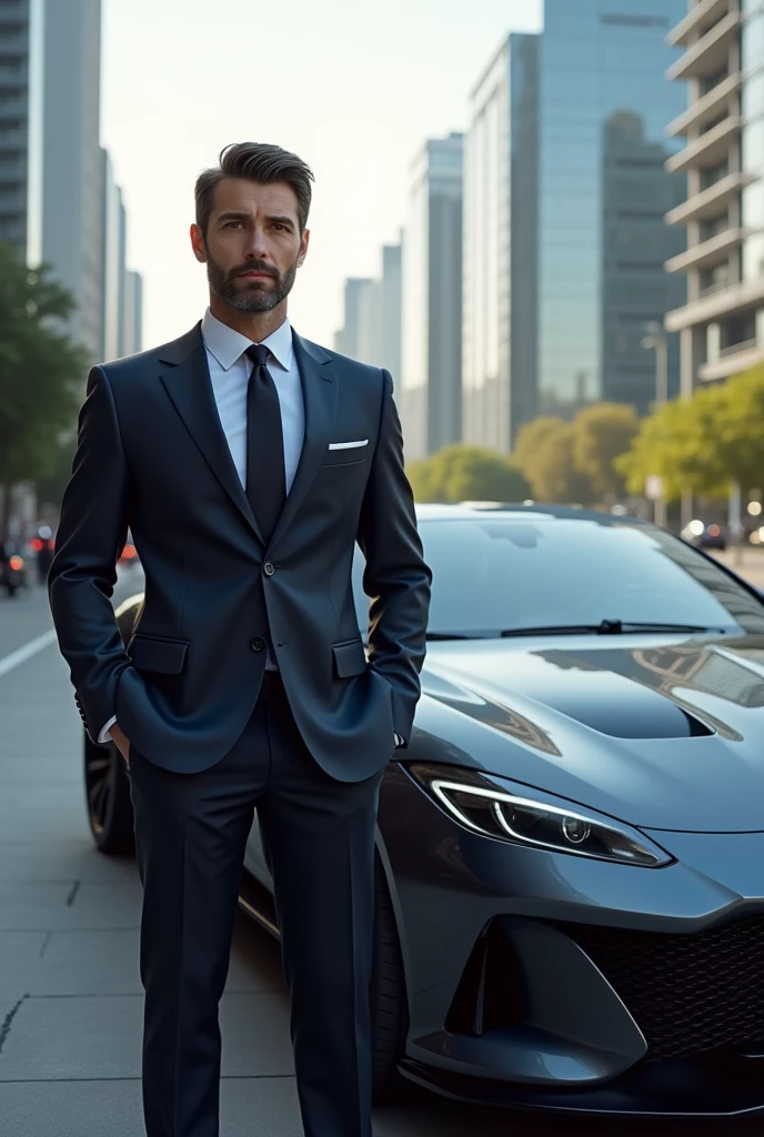 Man standing with car